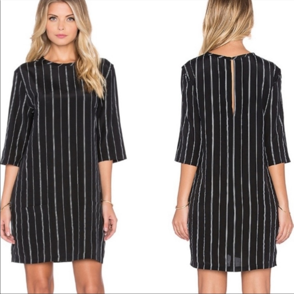 Equipment 100% Silk Striped Shift Dress Aubrey Wall Street